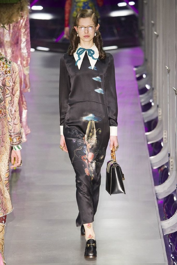 الازياء المشجرة بالوان مبهجة احدث موضة من دار غوتشي في شتاء 2018