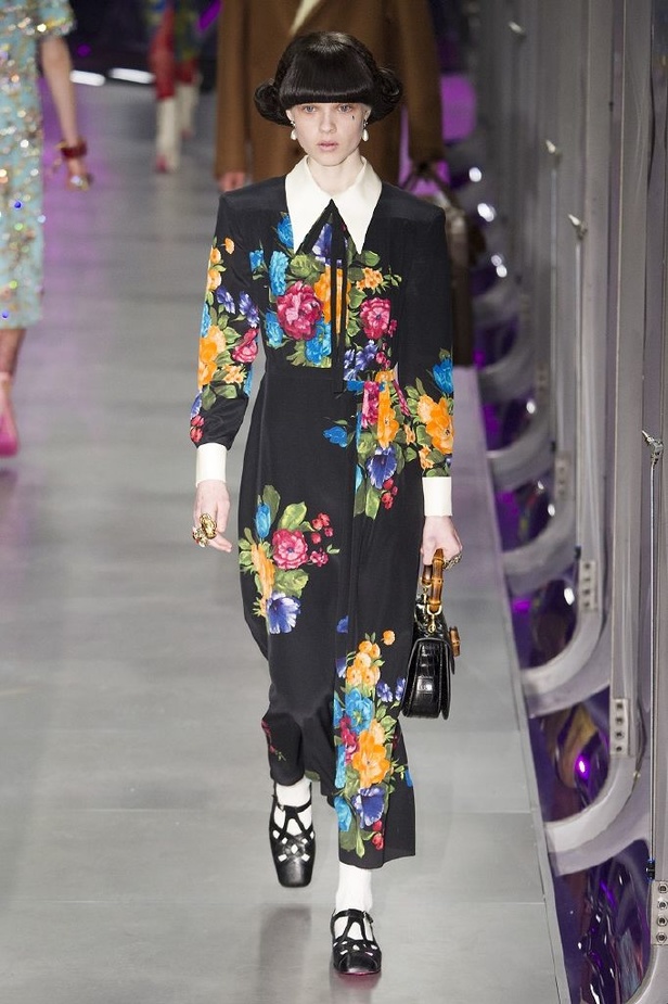 الازياء المشجرة بالوان مبهجة احدث موضة من دار غوتشي في شتاء 2018