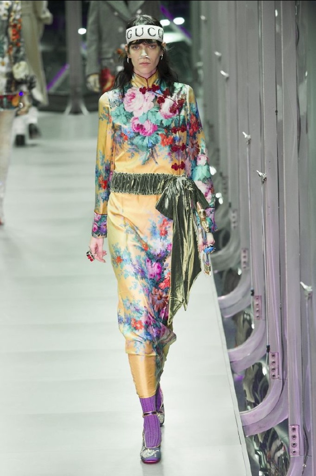 الازياء المشجرة بالوان مبهجة احدث موضة من دار غوتشي في شتاء 2018