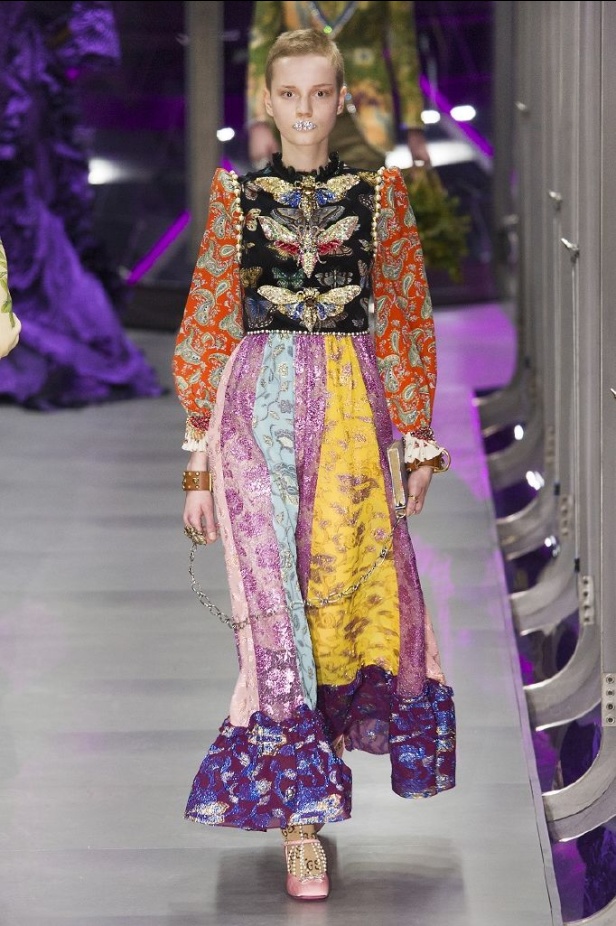 الازياء المشجرة بالوان مبهجة احدث موضة من دار غوتشي في شتاء 2018