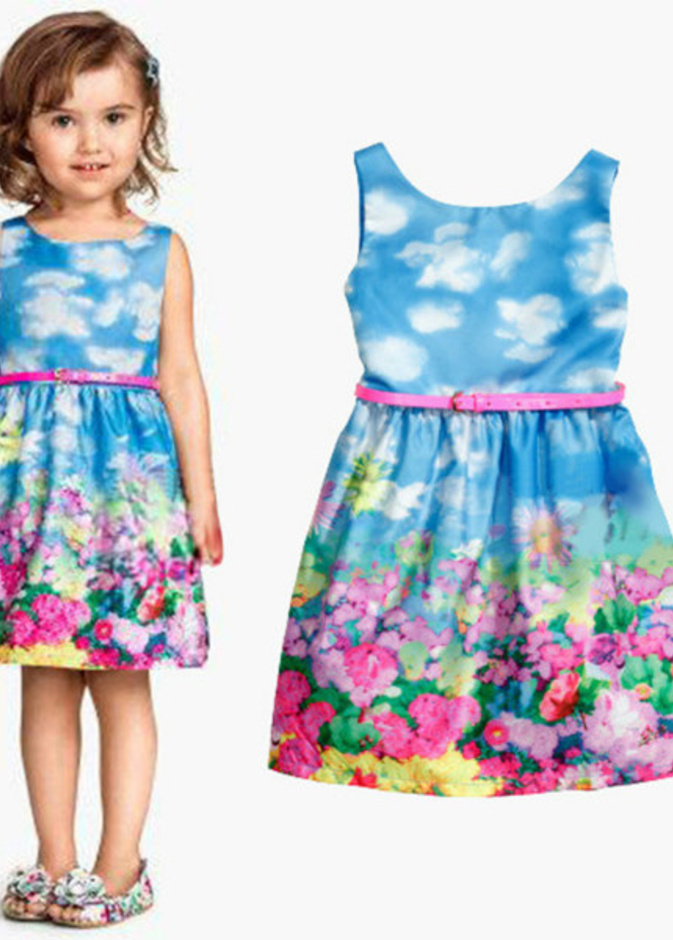 الزهور الربيعية لفستان بسيط و أنيق للبنات