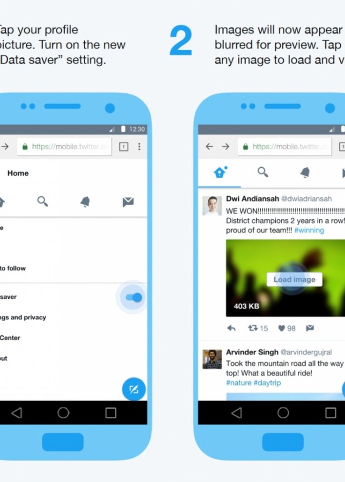 خدمات تطبيق تويتر لايت