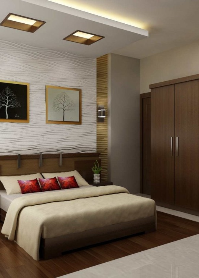 ديكور جبس للسقف و الجدار باللون الأزرق لغرفة نوم مميزة