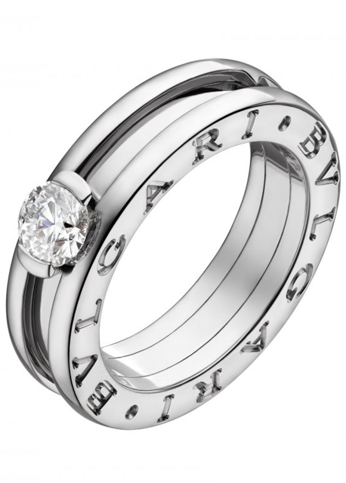 خاتم دبل مميز بالذهب الأبيض من مجموعة بلغاري Bvlgari