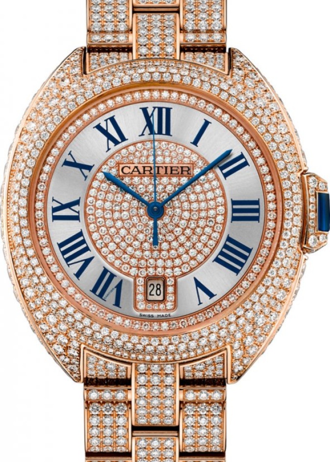 ساعة كارتييه من الذهب الوردي والماس