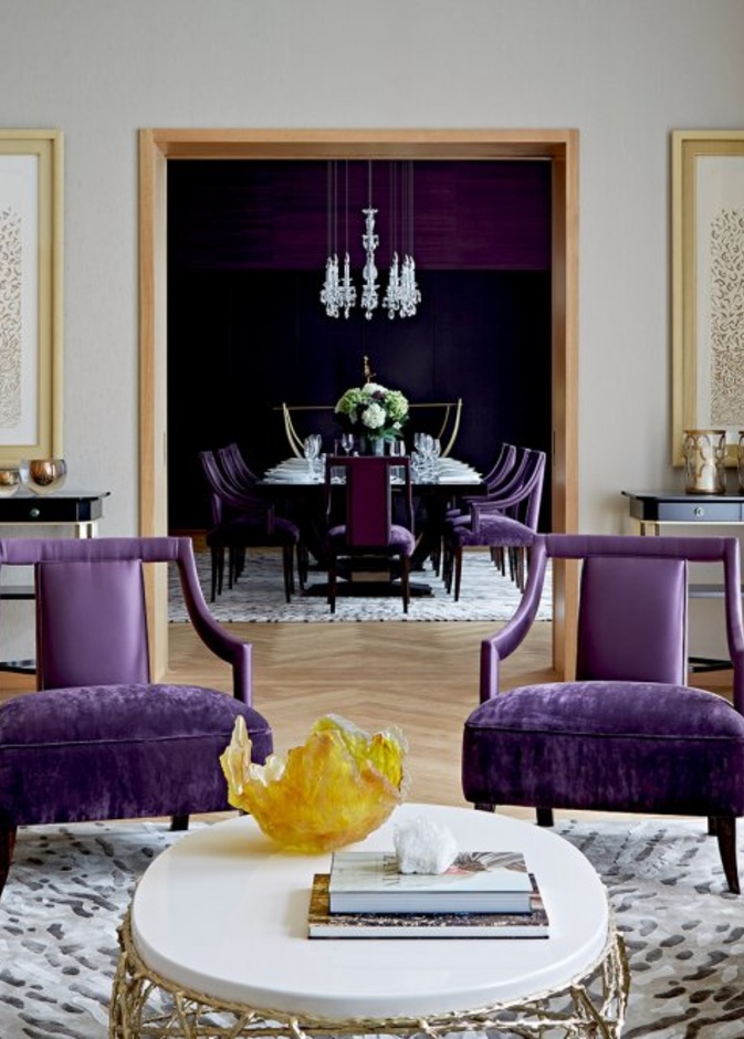 الذهبي و البنفسجي لغرفة صالون أنيقة و مميزة