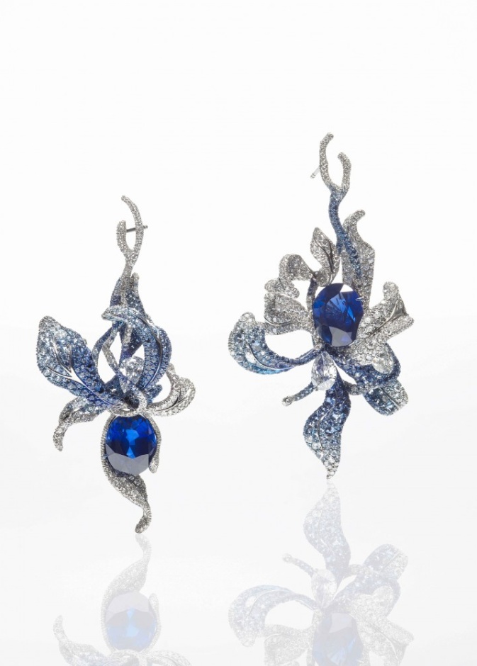  Cindy Chao Sapphire Orchid أقراط من