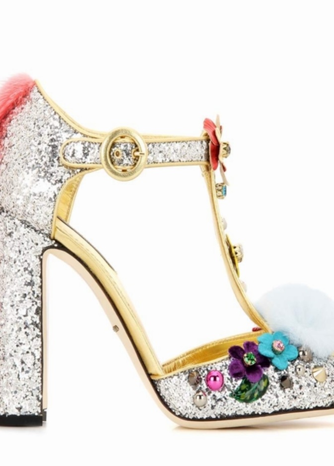 احذية دولتشي اند غابانا DOLCE & GABBANA  مع الفرو والحبيبات البراقة