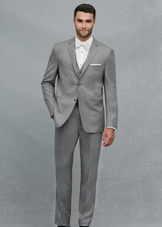 اختر عقدة Bow Tie بيضاء مع التوكسيدو الرمادية ليوم العرس