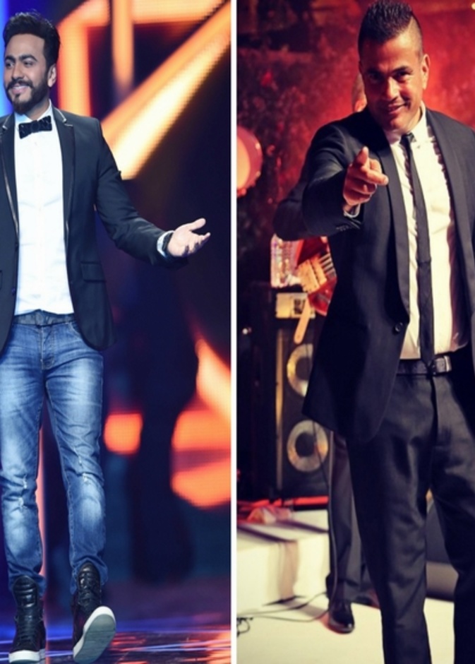 اطلالة عمرو دياب وتامر حسني على المسرح