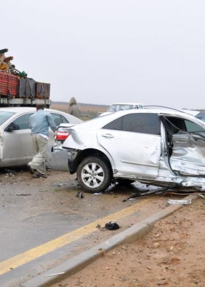 حادث السيارة المروع الذي لقي فيه الزوجين و والدته مصرعهم