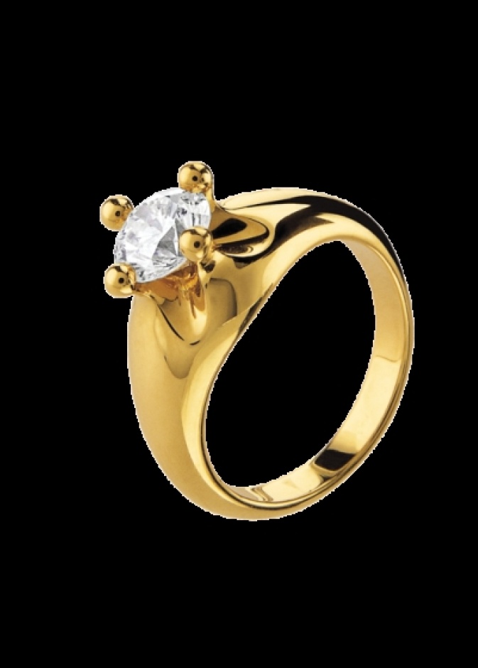 خاتم خطوبة بالذهب الأصفر مع حجر ماس من بولغاري 