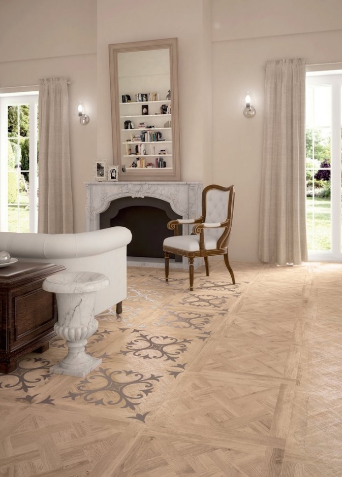 دمج رائع لأشكال مختلفة في بلاط الأرضية 