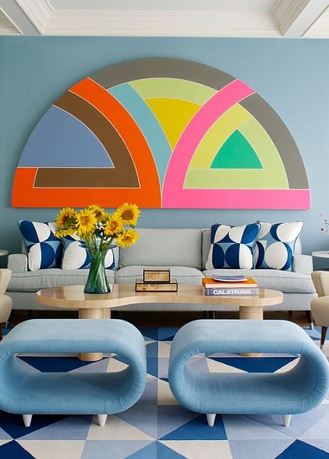 ديكورات غرفة معيشة بأسلوب السبعينات 