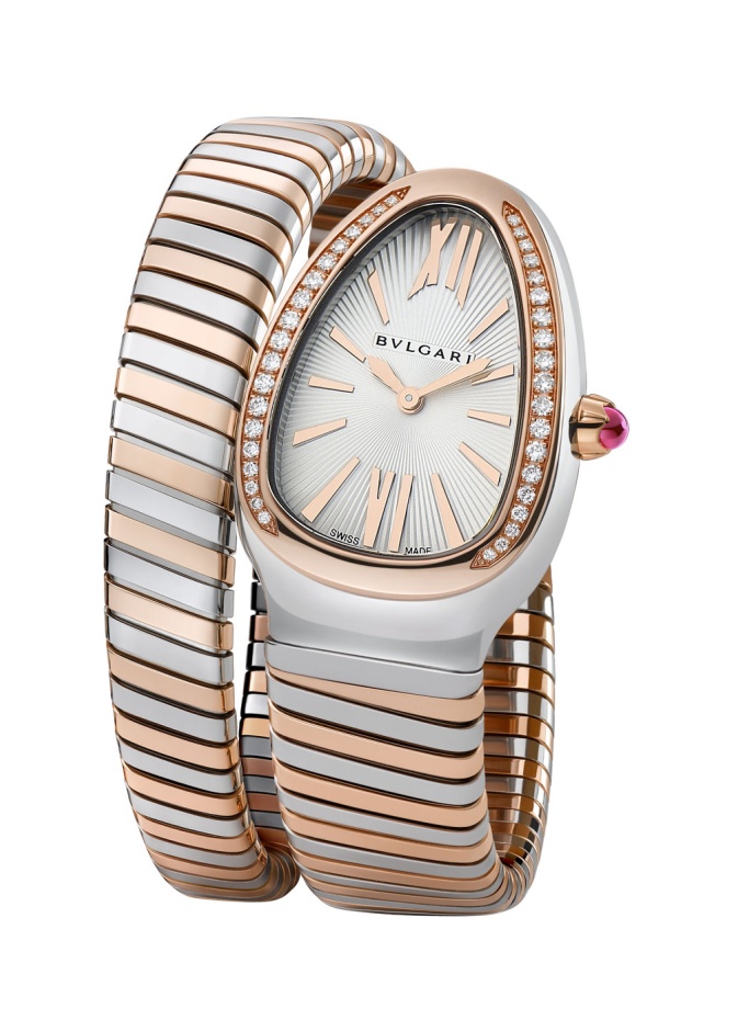 ساعة بولغاري مع أسوارتها الأنيقة من مجموعة سيربنتي