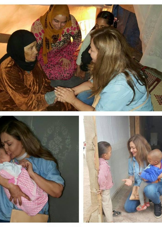 ليلى علوى فى مخيمات الأطفال السوريين