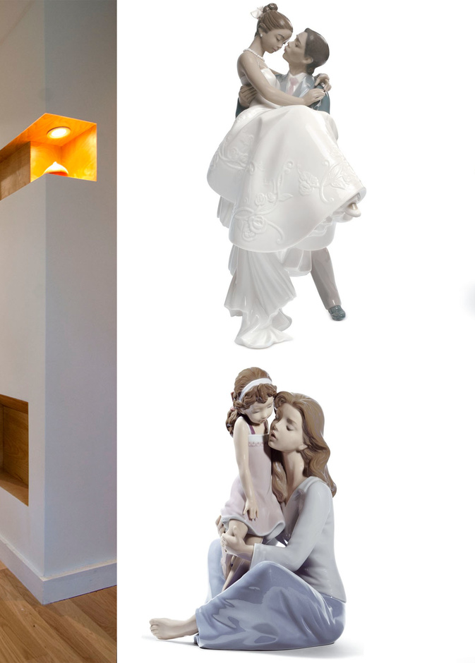 مجموعة من تماثيل lladro الفخمة توزع على فتحات الجدران 