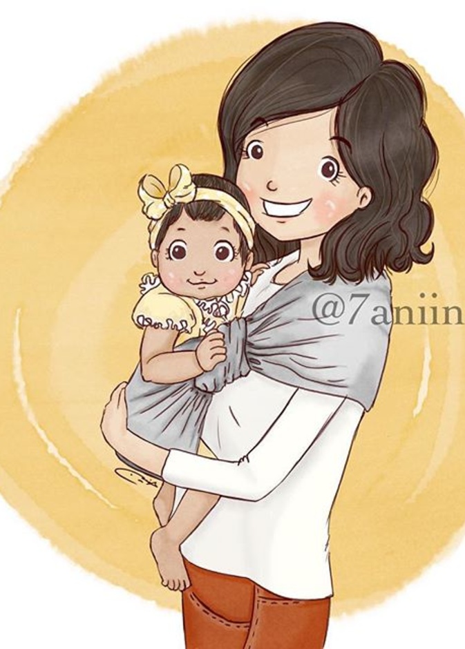 من رسومات حنين لها ولأبنتها