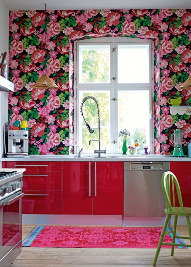 ورق جدران ينطق بالأزهار المبهجة