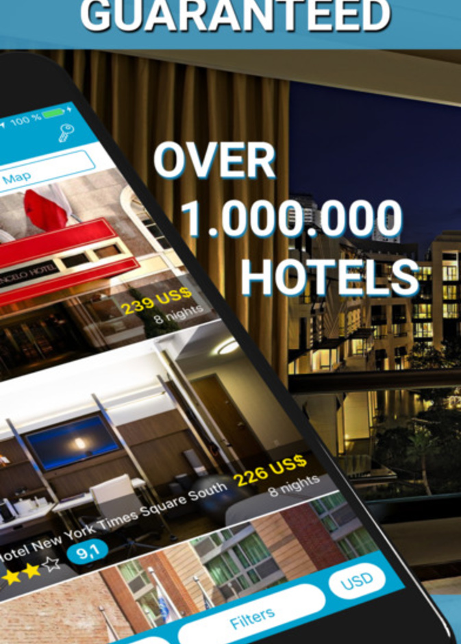 يوفر تطبيق Cheap Hotels البحث عن أرخص سعر ضمن أكثر من مليون فندق حول العالم