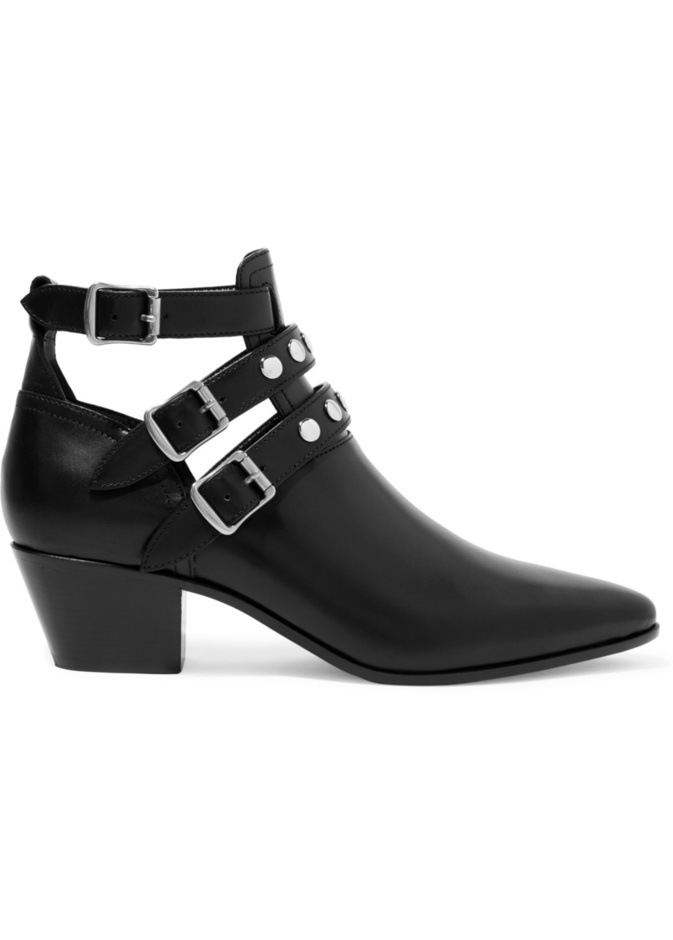 حذاء من الجلد الاسود من سان لوران Saint Laurent
