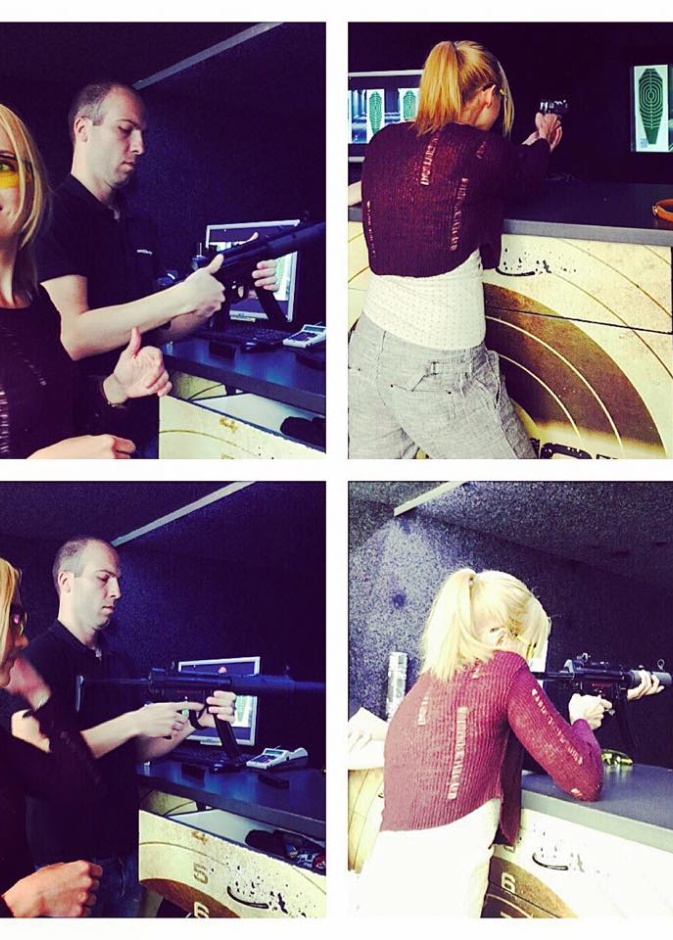 السلطانة هويام تستعرض مهاراتها بإطلاق النار