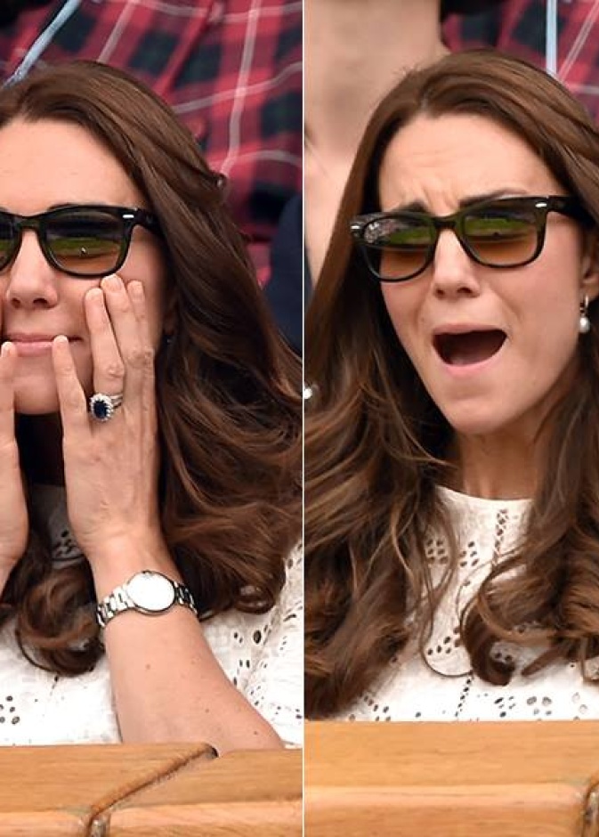 تعابير وجه مضحكة للدوقة كيت ميدلتون خلال حضورها مباراة في بطولة ويمبلدون للتنس