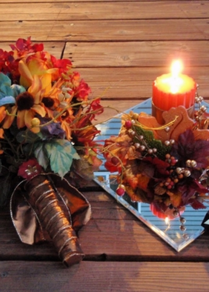 باقة ورد باللون الأحمر والبرتقالي