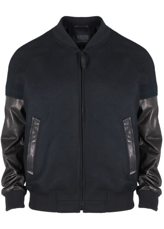 Alexander McQueen Felt leather needle detail bomber jacket AED14,000
