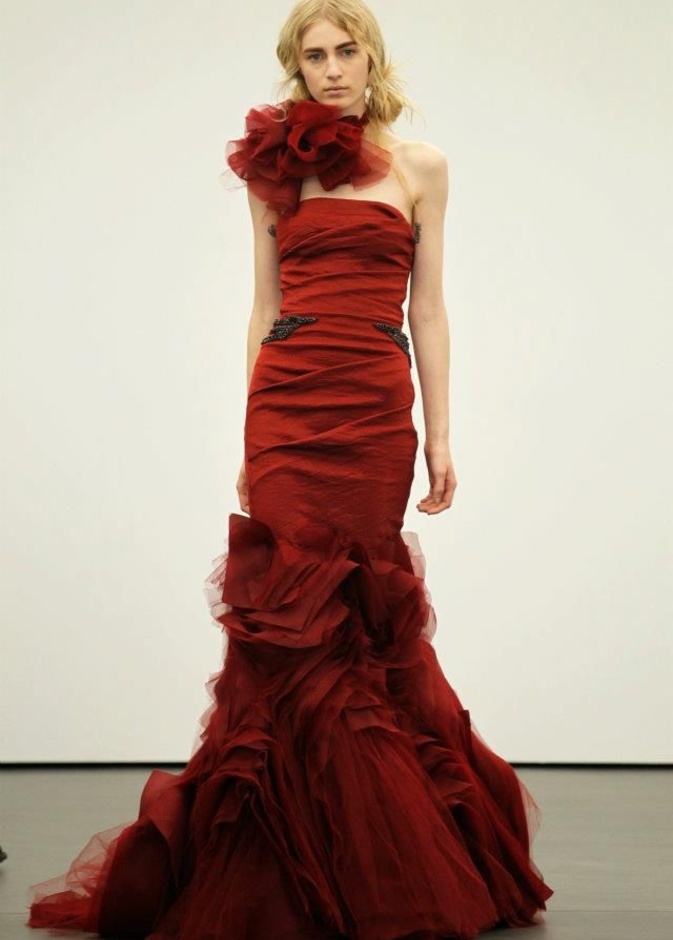 Blood red Coloured Vera Wang RED WEDDING DRESSES for SS 2013