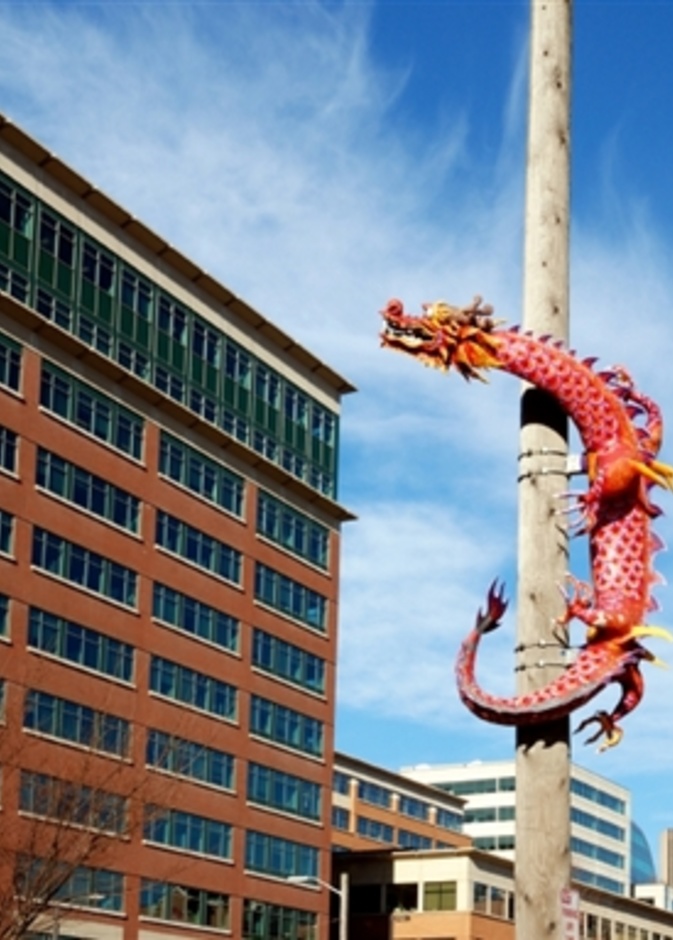 Chinese Dragon Guarding Downtown