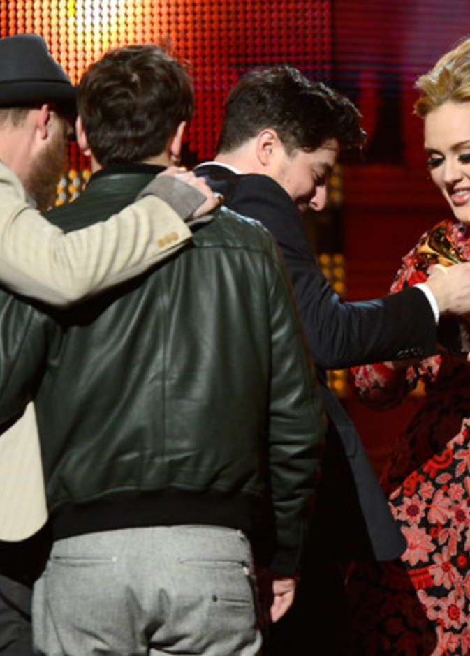 Adele, Marcus Mumford, Winston Marshall, Ted Dwane, Ben Lovett