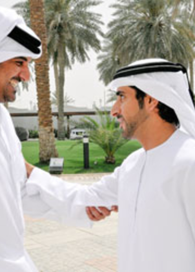 الشيخ تميم بن حمد آل ثاني يستقبل الشيخ حمدان بن محمد