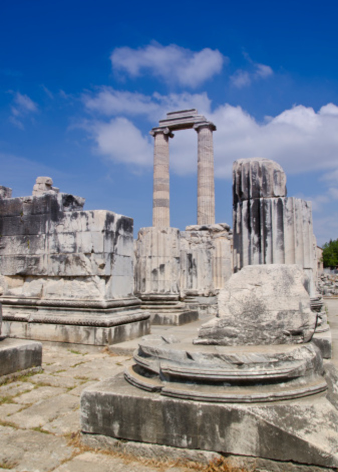 Didyma، وهو ملاذ الأيوني القديمة، في ديديم الحديثة، تركيا، التي تحتوي على معبد أبولو، وDidymaion.