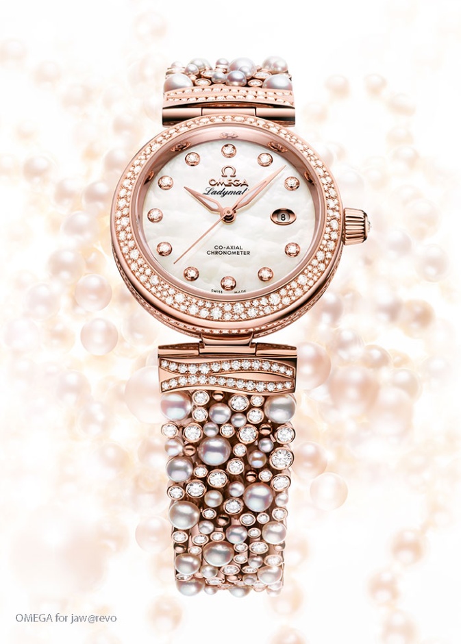 OMEGA De Ville Ladymatic Diamonds and Pearls ساعة