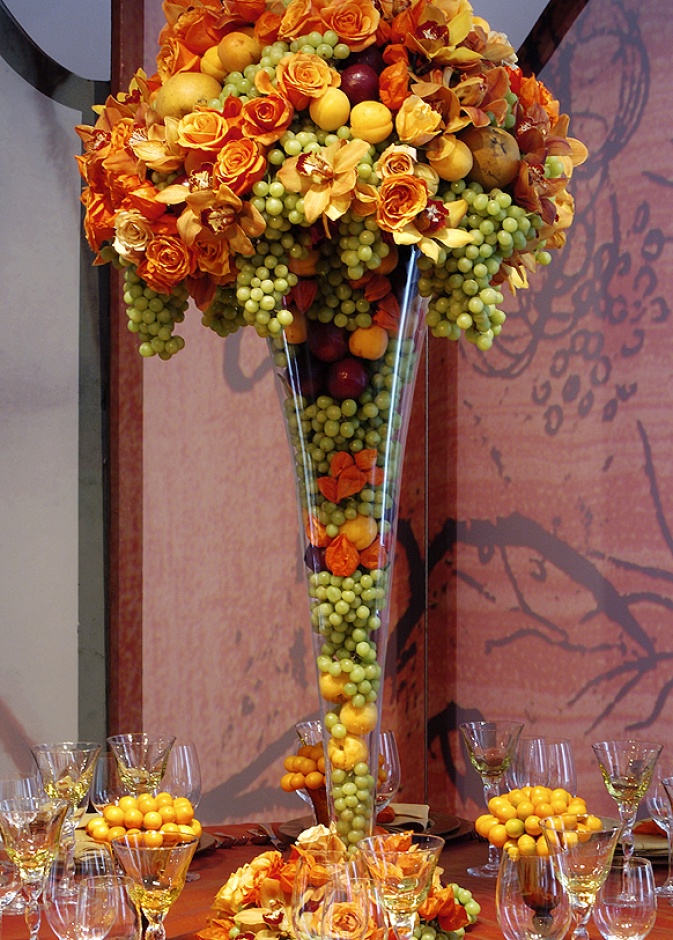 نموذج آخر من باقات الزهور والعنب