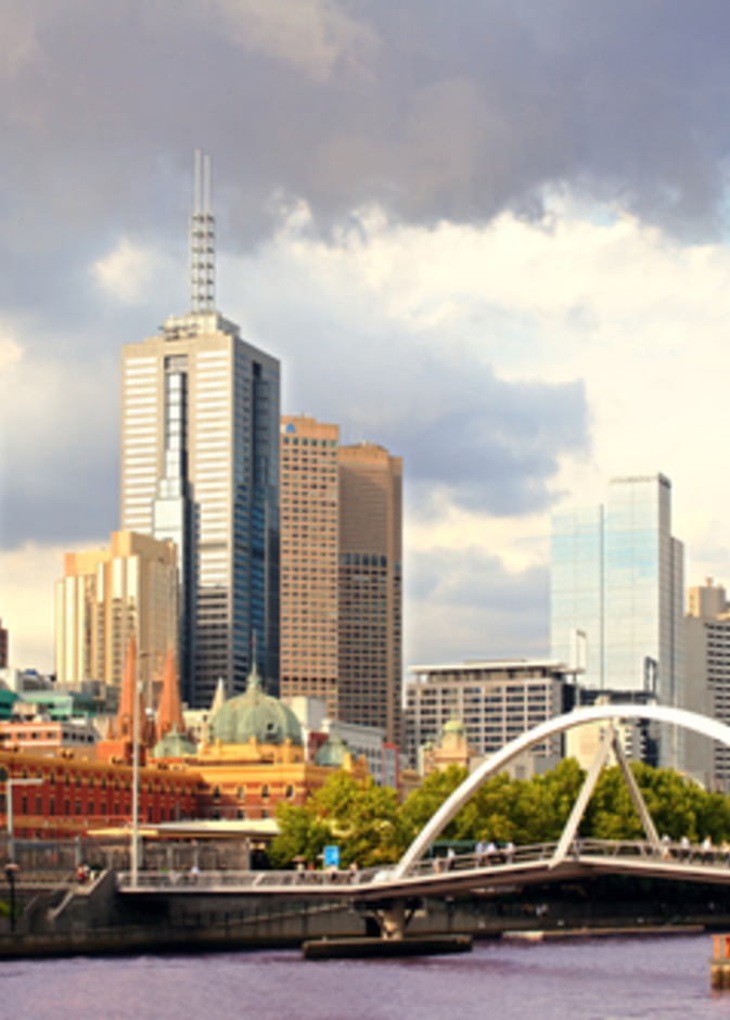 منظر جميل من مدينة ملبورن في الغروب