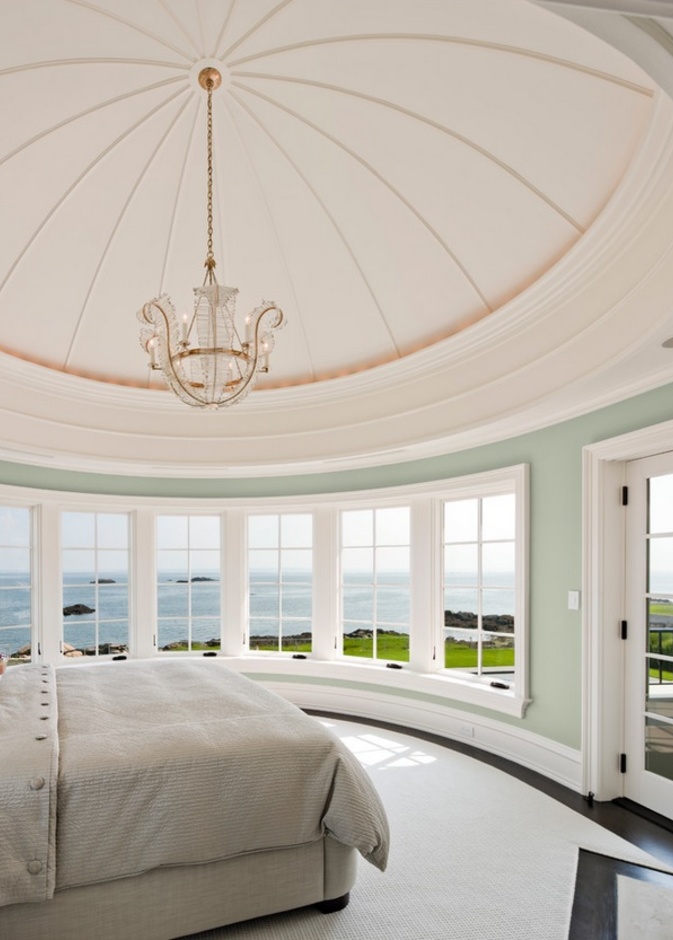 غرفة نوم مستديرة بقبة هندسية رائعة و إطلالة تخطف الأنفاس