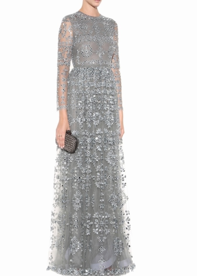 فستان طويل بالون الاحمر الداكن من VALENTINO فالنتينو