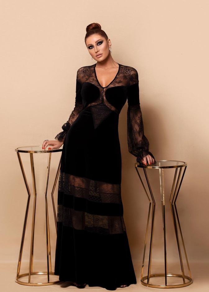 فساتين سهرة عصرية باللون الاسود مستوحاة من إطلالات هبة نور