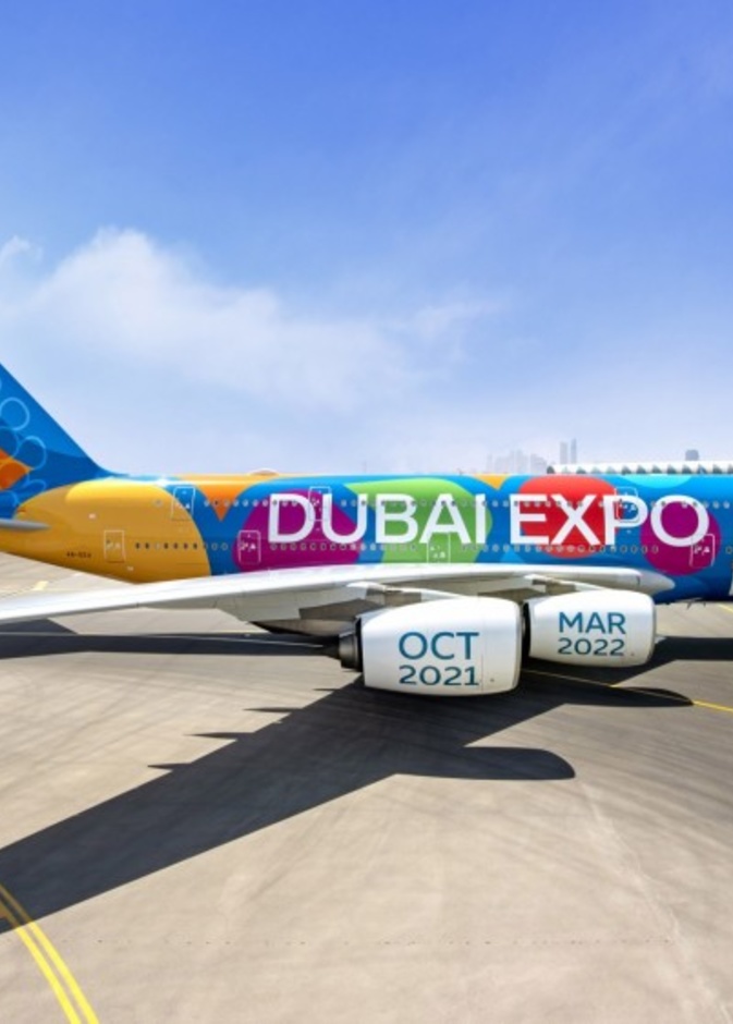 طائرة A380 بكسوة زرقاء جديدة وكاملة خاصة بإكسبو 2020 دبي