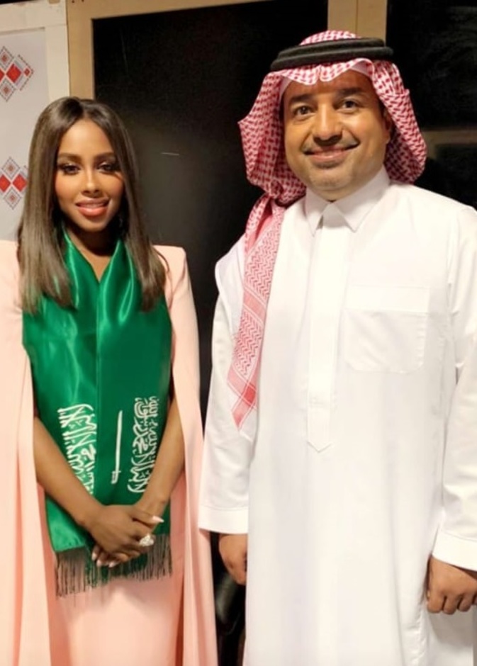 داليا مبارك وراشد الماجد في كواليس حفل "ليلة وطن"