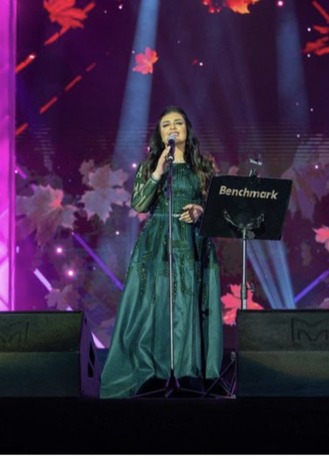 أصيل هميم اختارت فستان باللون الاخضر في حفل اليوم الوطني السعودي- صورة من ستوري حسابها على انستغرام