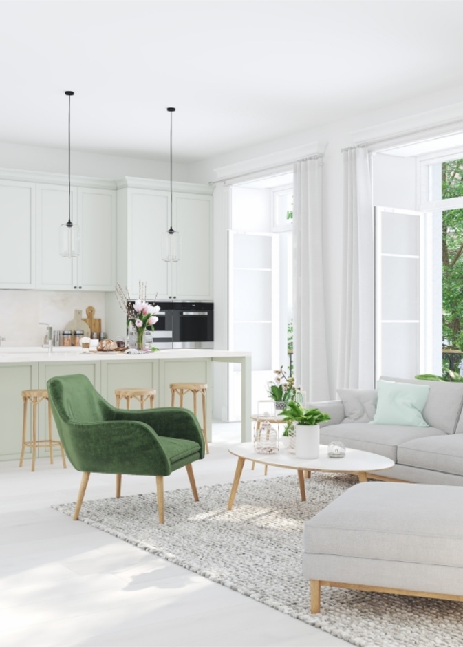 الأبيض الصريح في تصميم المخطط المفتوح