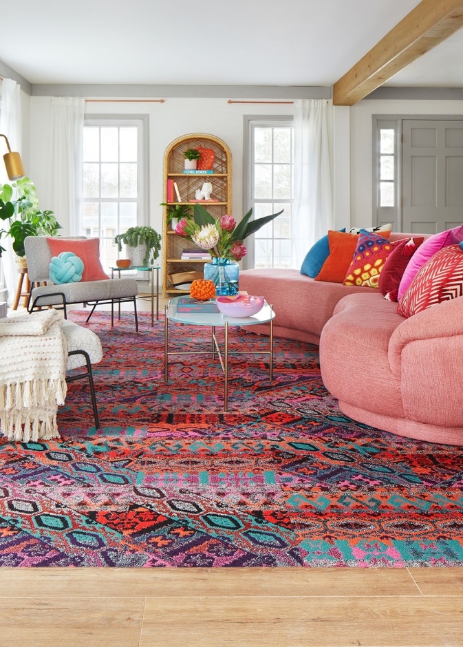 تصميم سجادة ملونة لغرفة نوم عصرية