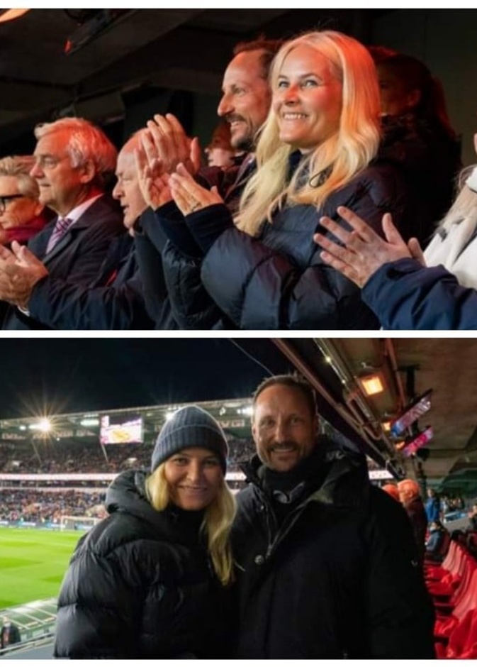 الأمير هاكون والأميرة ميت ماريت يشاهدان مباراة كرة القدم