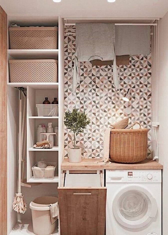 تصميم ذكي للخزائن والرفوف في غرف الغسيل