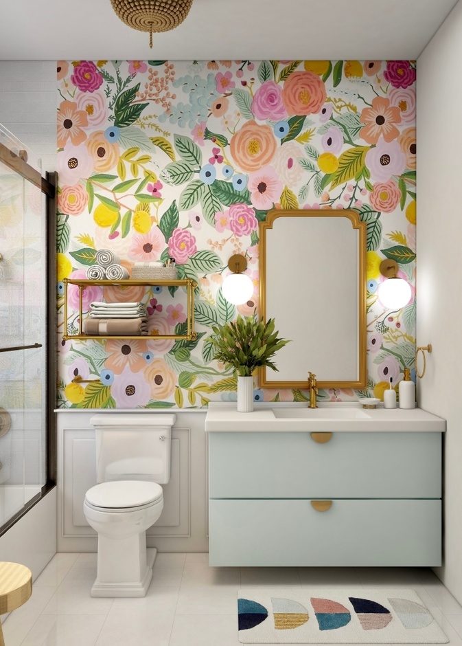 جدار مزهر يغني ديكور الحمام