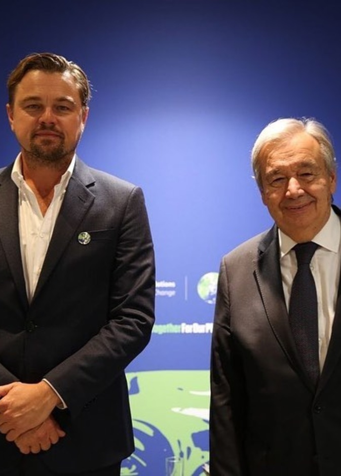 ليوناردو دي كابريو يلتقي بالأمين العام للأمم المتحدة