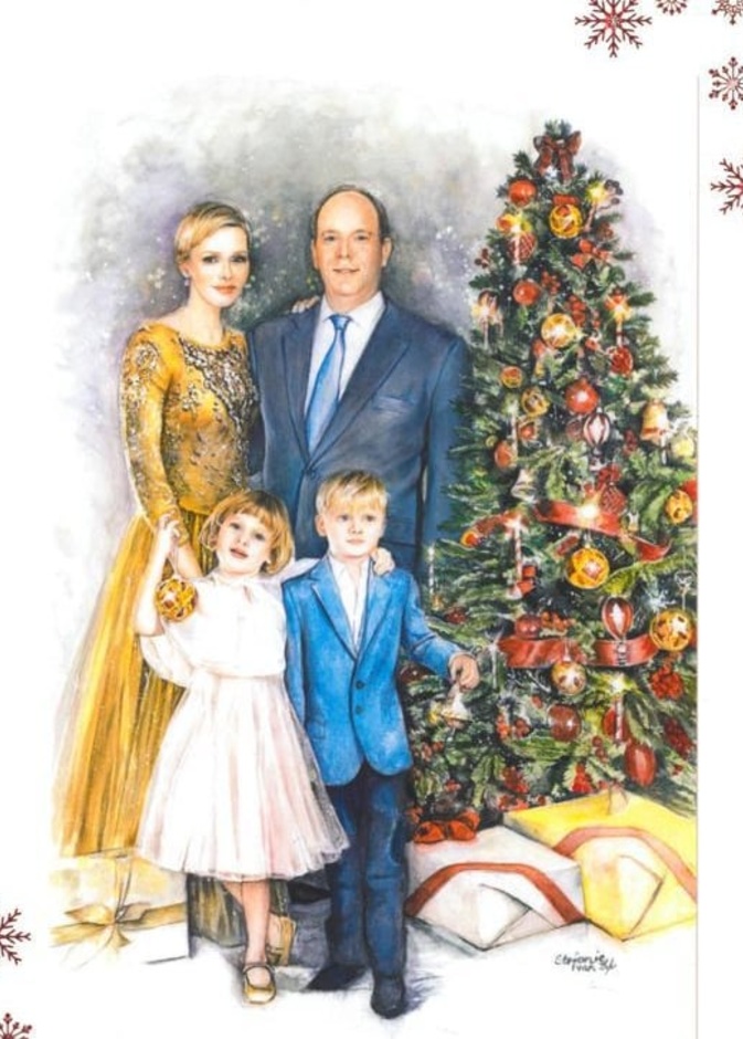 الأميرة شارلين تنشر بطاقة مرسومة لعائلتها بمناسبة نهاية العام